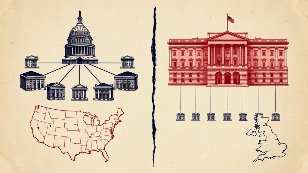 Politics 101 infographic explaining what is federalism and how federal and unitary systems divide government power.