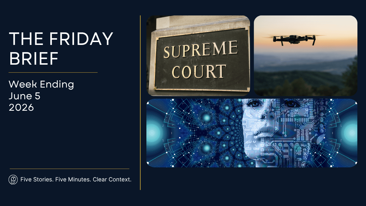 Illustration highlighting the three biggest current events from the week ending June 5, 2026, including the Supreme Court, Congress, housing, energy, and scientific research.