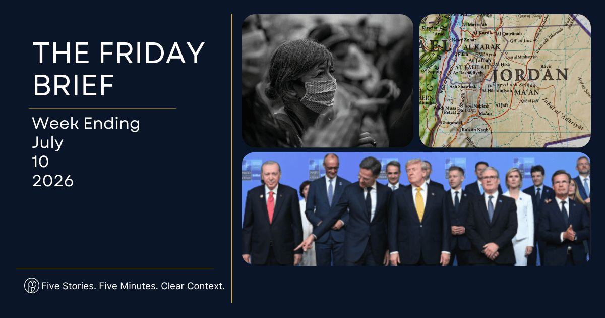 VoteView Weekly Brief highlighting the top current events for July 4–10, 2026, including America's 250th anniversary, NATO, the economy, public health, and Middle East security.